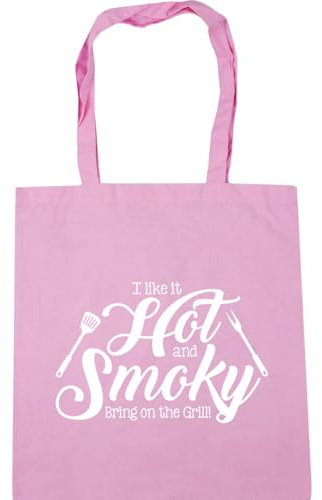 Hippowarehouse I like it hot and smoky, bring on the grill Tote Shopping Gym Beach Bag 42cm x38cm, 10 litres