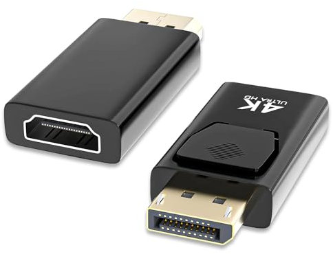 VIVIDRISE Adaptador DisplayPort a HDMI,2pcs DP Convertidor Macho a Hdmi Hembra Resolución 4k Ultra Full HD para Pantallas Monitores HDTV Proyectores, etc