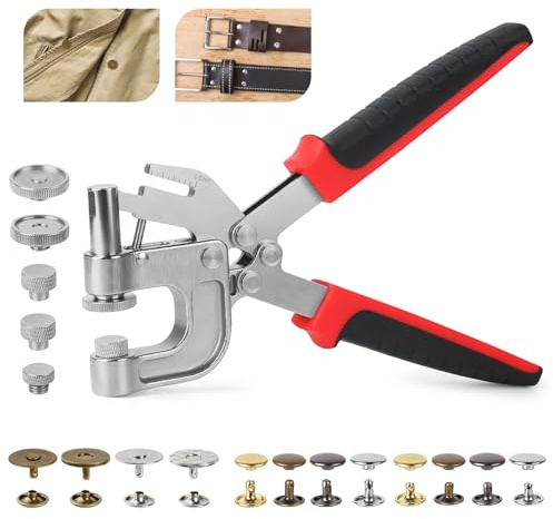 160 Nieten für Lederhandwerk und 20 Magnetknöpfe, 4 Farben, 10 mm Doppelkappennieten und 18 mm magnetische Druckknöpfe für Geldbörsen und Taschen, mit Druckknopf-Werkzeug, für Leder, Stiefel, Gürtel
