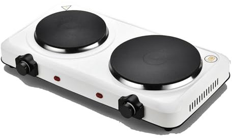 Fornello Elettrico Portatile Piastra Singola o Doppia Piastra in Ghisa Antiaderente (2 Fuochi)