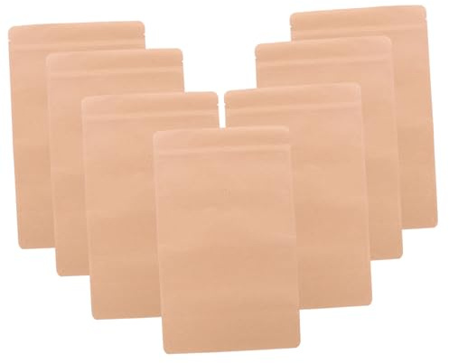 PACKOVE 10 Pièces Sachet Kraft à Zip pour Aliments de Rangement Pratique avec Fenêtre de Conditionnement pour Biscuits et Nourriture pour Animaux
