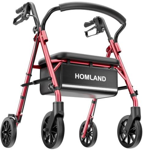 HOMLAND Lightweight Folding Rollator Walker with Seat, All-Terrain