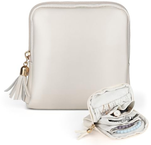 Catephe Travel Jewellery Organiser, Portable Jewelry Pouch with Zipper for Necklace, Earrings, Rings Organize