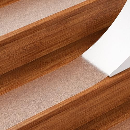 Priksia 15 x 80 cm Treppenstufen Matten Antirutsch 15 Stück, Treppenteppich Transparent Stufenmatten Selbstklebend Wasserdicht Anti Rutsch für Holzstufen Boden Treppen Streifen rutschfeste Klebeband