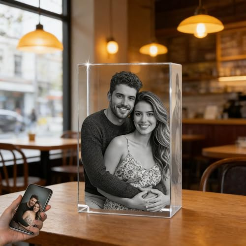 Photo en cristal 3D, cadeaux photo personnalisés et image 3D en souvenir de cristal, verre gravé au laser, cadres photo personnalisés pour animal de compagnie, famille, mariage, anniversaire