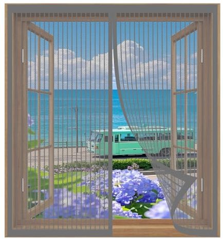 Zanzariera per Finestra Tetto 49 x 73 cm Anti Insetti Mosche Zanzare Chiusura Automatica a Calamite per Finestre di Diverse Dimensioni, Grigio