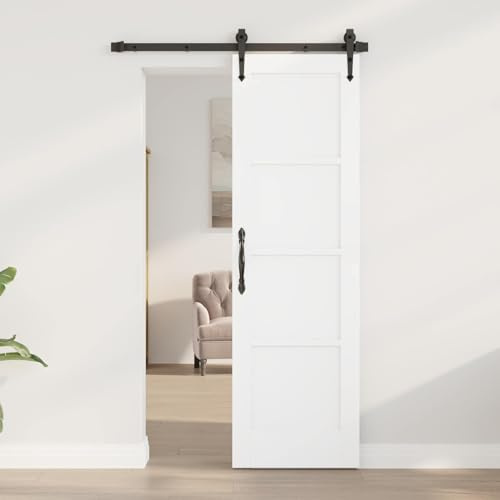 mzdioop Interior Door White Plywood 61 x 198.5 cm Sliding Door Pine Wood Robust Space Saving DIY Assembly for Hallway Home Renovation with Modern Look and Versatile Application