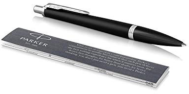 Parker Urban Kugelschreiber | Muted Black mit Chromzierteilen | mittlere Spitze | Blaue Tinte | Blister-Verpackung