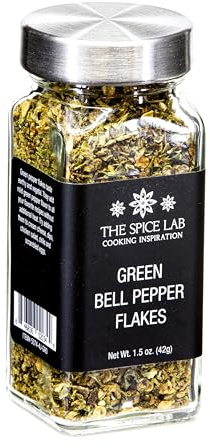 The Spice Lab Green Bell Pepper - Sweet Dehydrated Green Bell Pepper Flakes - French Jar - Kosher Vegan Seasonings - Great for Pizza Seasoning or Taco Seasoning – 5074
