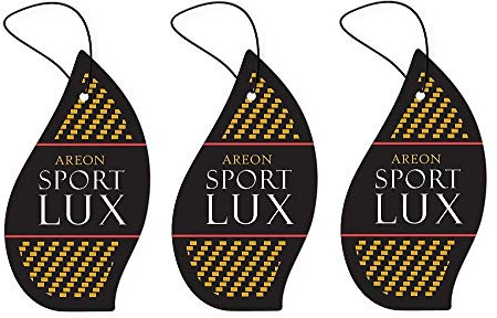 AREON Lufterfrischer Auto Sport Lux Gold Duft Anhänger Hängend Aufhängen Spiegel Schwarz Pappe 2D Set (Pack x 3)