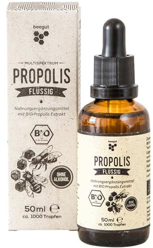 beegut BIO Propolis Tropfen ohne Alkohol 50 ml – Alkoholfreie Propolis Tinktur mit Pipette – Reiner Bienenharz Extrakt in Bio-Qualität – Sanft & natürlich für Kinder und Erwachsene.