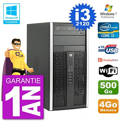 HP PC 6300 MT Intel Core I3-2120 RAM 4Go Disque 500Go Graveur DVD WiFi W7 (Reconditionné)