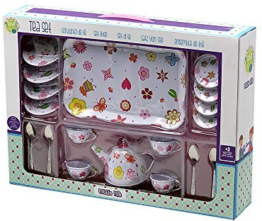 Tachan - Juego de Té Rosa con Bandeja de Acero con 19 piezas (78055519)