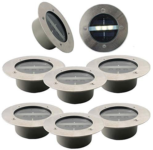 TOSHIN Lot de 8 Lumière Solaire Extérieur, 3 LED Spot Lampe Solaire Jardin, Etanche IP65, Pelouse Lumière Decorative Pour Chemin Terrace Jardin Allée (Rond, Blanc Froid)