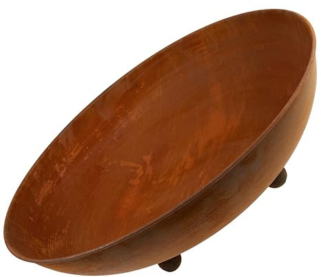 Rostikal Pflanzschale 53 cm - Dekorative Rost Metallschale auf Kugelfüßen, Blumenschale - Hochwertige, Wetterfeste Gartendeko für Terrasse, Balkon und Garten