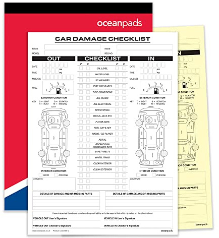 Carnet de contrôle d'inspection des dommages de voiture A4 – Rapport de condition du véhicule NCR en double 2 parties, 50 ensembles pour garages, concessionnaires, transport de véhicules, entreprises