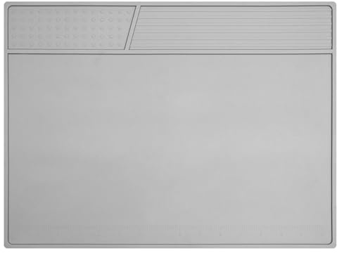 VOTCT Grey Soldering Mat Heat Resistant 932℉ Solder Mat, with Scale Ruler and Screw Position, Silicone Repair, for Electronics, Computer, Phone, Magnetic Work, Indicators, Size 16 * 12 in