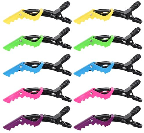10 Stück Haarklemmen Haarclips, Haarspangen Friseur,Professionelle Styling Haarspangen,Friseur Clips mit Rutschfestem Griff und Breiten Zähnen für Friseursalon, Haarstyling, Abteilen und Locken