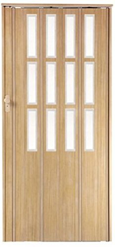 Falttür Höhe 203 cm Einbaubreite bis 85 cm Schiebetür Sonoma eiche hell farben mit Schloß und Fenster Doppelwandprofil abschließbar