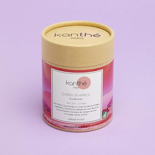 Kanthé - Queen of Africa - Mangue - Pétales de rose - Écorces d'orange - Rooibos - Bio - Afrique du Sud - Boîte de 100g