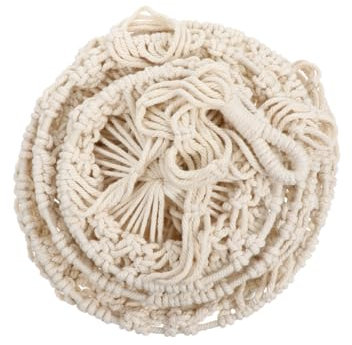 POPETPOP Foldable Macrame Planter Basket Hanging Flowerpot Net Beige Three-tier Decorative Hanging Basket for Indoor Outdoor Plant Display