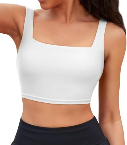 Charmo Women's Bikini Tops Square Neck Swimwear Quick Dry UPF 50+ Removable Padded Swim Top