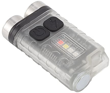 V3 Petite Torche Puissante LED Super Lumineuse Rechargeable par USB, Mini Porte-clés de Poche Rechargeable, USB-C, Lampe de Poche Magnétique étanche IP65 (Blanc)