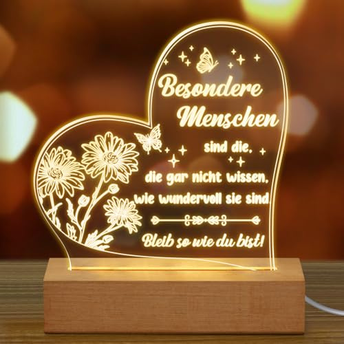 Fiada Danke Geschenke LED Acryl Nachtlicht für Einen Besonderen Menschen | Geburtstagsgeschenk für Kollegin, LED Lampe Nachtlicht, Inspirierende Deko, Abschiedsgeschenk für Frauen Kollegen Freundin