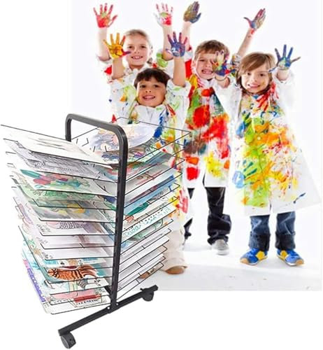 FLTRGO Trocknerständer, Aufeinanderfolgende 13-Shelf-Mobilfunk-Trocknungsregal Mit 26 Drahtregalen Für Kunststudios Und Heimgebrauch, Schwarzes Pulverbeschichtungsgeschenke, Trocknungsgeschäft