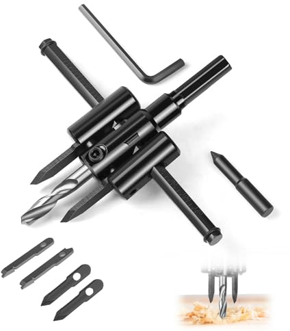 Lcyen Cirkelskärare trä justerbar, 30–300 mm cirkelskärare justerbar, cirkel hålsåg justerbar legering, cirkelskärare med 2 par reservblad för trä, plast, gipsskivor