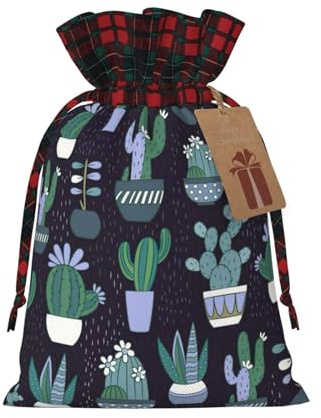NBRIEU Borsa per regali con stampa di cactus e piante grasse, borsa riutilizzabile per regali di Natale, feste di nozze