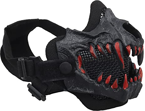 Peminkoo Masque Airsoft Cosplay Demi-Masque Polyvalent Sangle réglable Couvre-Chef Respirant Accessoires de Cosplay