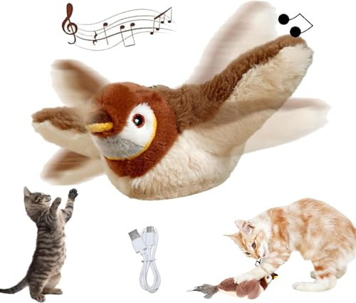 Jognee Fliegendes Vogel Katze Spielzeug, Vogel Jagd Katzen Spielzeug, Chirping Spielzeug Flapping Flügel