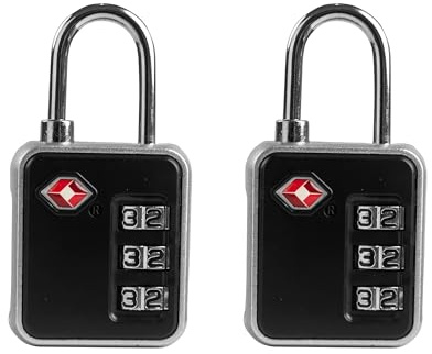 UP Security TSA-Approved Combination Padlock - Durable, Resettable, Compact Travel Lock for Luggage, Suitcase, Gym Locker, and More (Black+Black)