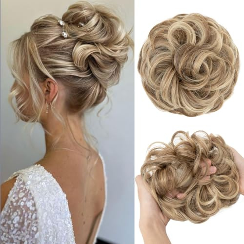 SARLA Messy Bun Hair Piece for Womens Synthetic Scrunchies Buns Extension Hairpieces Updo Pony Tail Sand