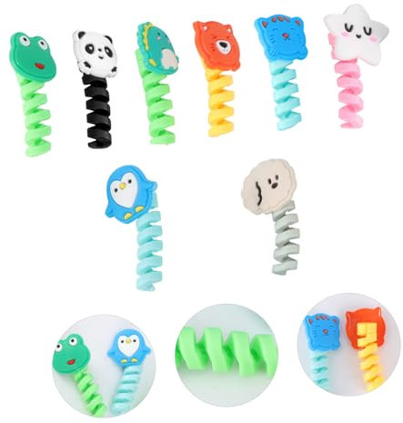 Veemoon 8pcs Data Wire Winders Cartoon Earphone Cable Winder Cable Protectors for Office Home Travel