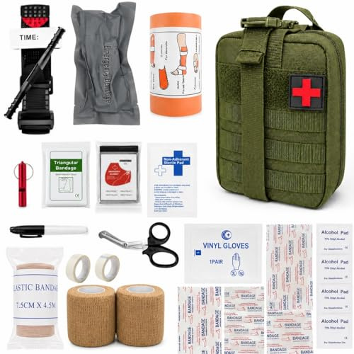 61 Stück Erste Hilfe Set,Medizinische Taktische Tasche,Medizinische Tasche für Camping,Trauma Kit,Taktische Tasche,taktische Medizintasche für Zuhause,Auto,Camping im Freien