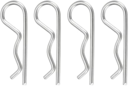 QUARKZMAN 4 Stück Federsplint Anhängerkupplungsstift Clip, 4mm x 75mm R Clips 304 Edelstahl Retentionsdraht Haarnadeln für Anhänger Traktoren Mäher Wagen LKW Pin Clip, Silber
