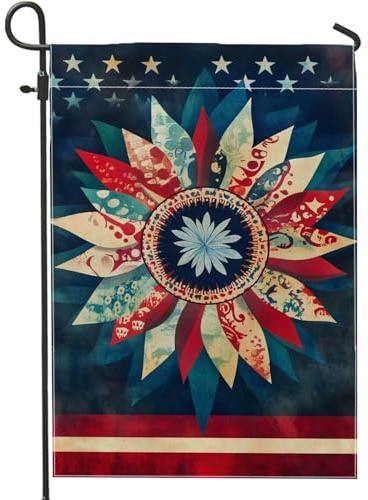 Drapeau de jardin patriotique floral rouge, blanc, bleu - Décoration d'intérieur - Bannière de jardin double face - Décoration de jardin - 30,5 x 45,7 cm