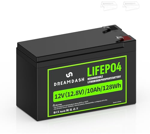 Batería de Litio Recargable de 12V 10Ah LiFePO4, 3000+ Ciclos Profundos | funciona de -20 ℃ a 60 ℃, IP55 para Casa, Coches de Juguete para Niños, Lanchas a Motor, Camper
