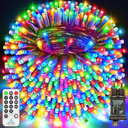 JXLEDAYY 1200 LED Lichterkette Außen, 36M Lichterkette Weihnachtsbaum Bunt 8 Modi Weihnachtsbeleuchtung mit Timer Transparente Kabel Wasserdicht Lichterkette für Innen Aussen Garten Weihnachtsdeko