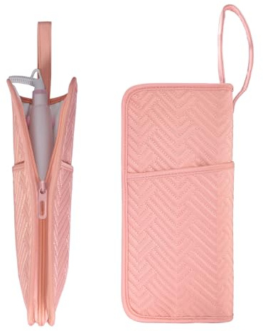 SITHON Hot Iron Holder & Mat, Heat Resistant Hair Tools Travel Bag Portable Hot Tools Organizer Cover Pouch for Curling Irons, Hair Straightener, Flat Irons and Styling Tools (Bag Only) (Pink)