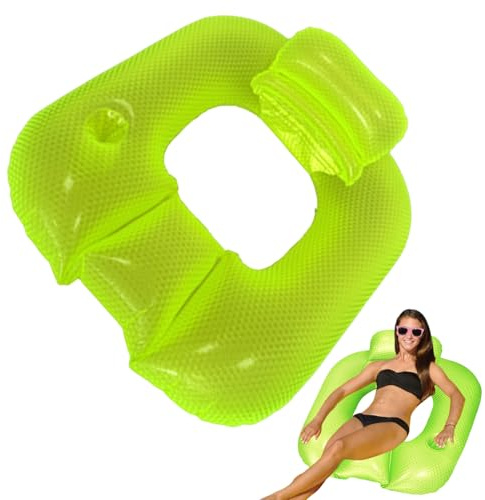Poolstol flottör – uppblåsbar poolstol för vuxna, dagar madrass med dryckeshållare och armstöd för pool, flod, sjö,