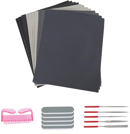 Ujjdwiurgh 23 st harts gjutverktygsset, epoxiharts poleringssats, 12 sandpapper, 5 poleringsblock, 5 former filer, 1 borste