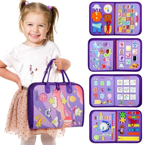 IZDUDO Busy Board Montessori, Planche Activité Tableau Sensoriel, Livre Jouet de Développement Motricité Fine & Éducation Préscolaire, Jeux Educatif pour Garcon Fille#5