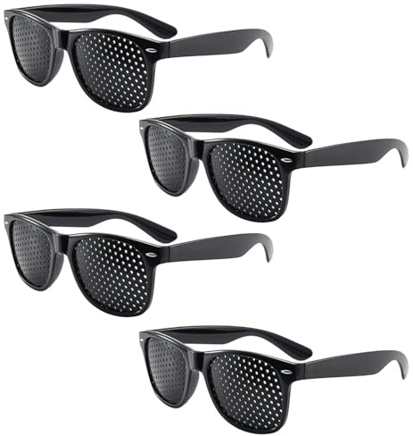 SNBUHA 4 Pcs Pinhole Glasses, Grid-Glasses for Eyesight Improvement and Eye Training, Anti-Fatigue Eye Protection, Unisex(Black)