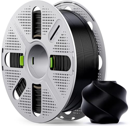 MarsWork Filamento PLA 1,75 mm, PLA Pre-essiccato con Bobina Riutilizzabile a Cambio Rapido, 1 kg, per Stampanti 3D Bambu Lab, Confezionato Sottovuoto con Sacchetto Essiccante, Nero