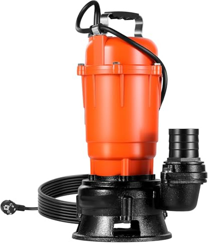 VEVOR 550 W Bomba de Sumidero Sumergible, Bomba de Sumidero de Hierro Fundido de 18000 L/H con Interruptor de Flotador Automático, Altura de Descarga de 10 m, para Evacuación de Aguas Residuales