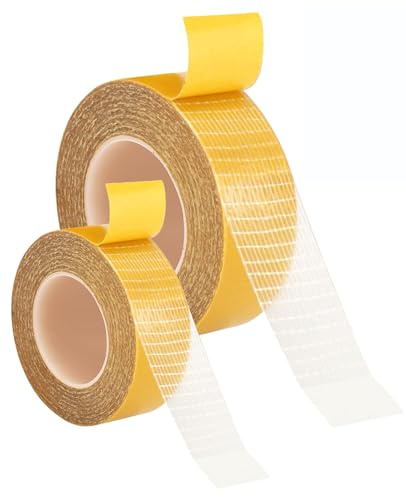 Ninnyi 2Pcs Double Sided Carpet Tape, 1In x 33FT/2In x 82FT Strong Adhesive Heavy Duty Tape for Rugs Tile Laminate Floor
