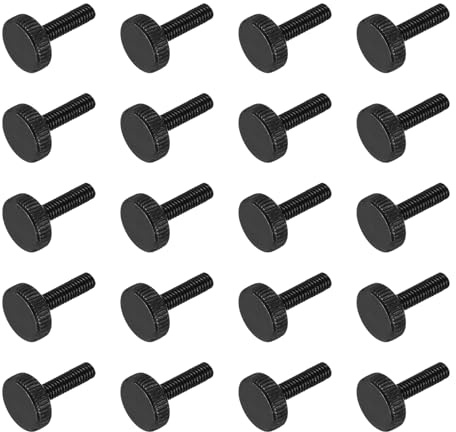 QUARKZMAN 20 Piezas De Tornillos De Mariposa Moleteados M4 X 14 Mm, Tornillos De Mariposa De Acero Negro Con Cabeza Plana Tornillos Moleteados Métricos Perillas De Agarrose Apriete